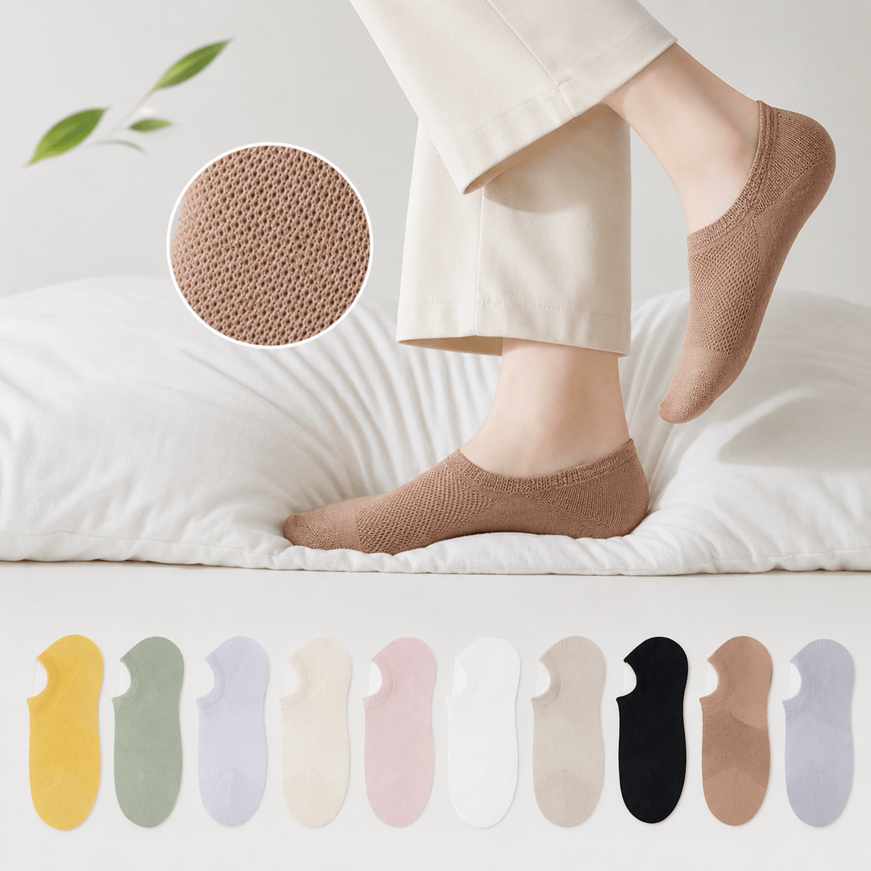 Bamboo Invisible No Show Socks (10 Pairs) - Multicolor - EU36-40(US3-7) - image 0
