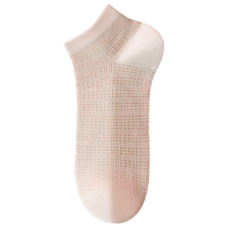 Bamboo Mesh Ankle Socks(5 Pairs) - Pink - EU36-40(US3-7) - image 5
