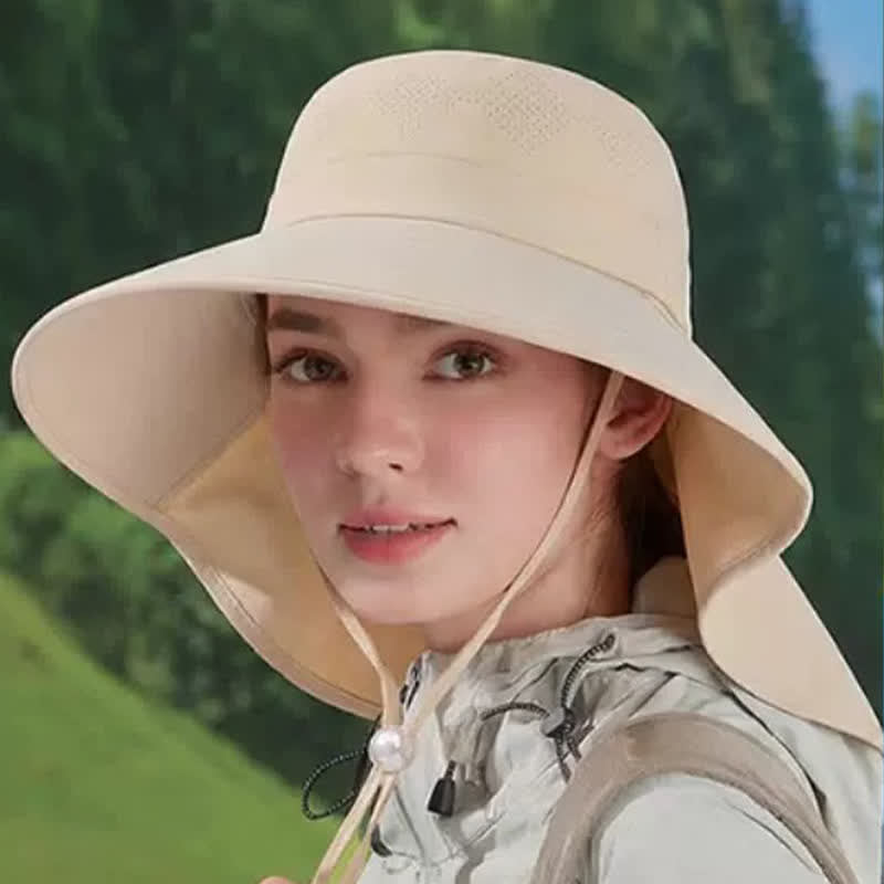 Wide Brim Shoulder Drape Travel Sun Hat - image 3