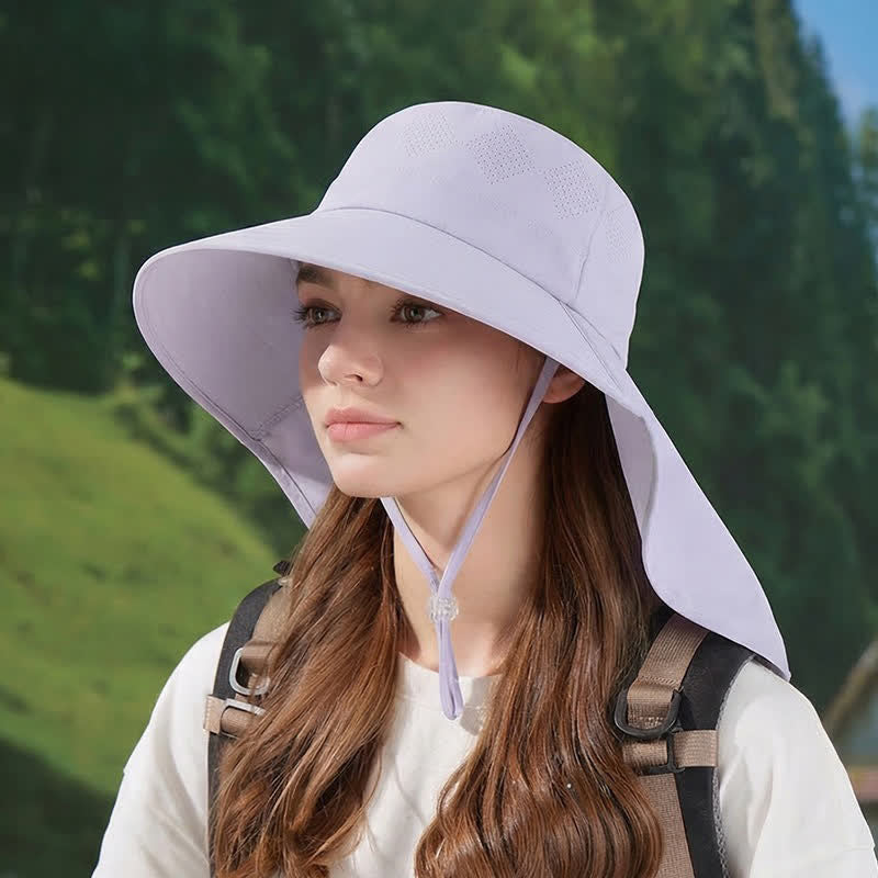 Wide Brim Shoulder Drape Travel Sun Hat - image 1