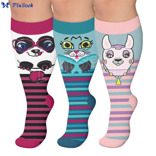 Plus Size Animal Stripe Compression Socks - image 0