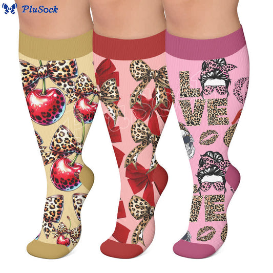 Plus Size Love Leopard Compression Socks - image 0