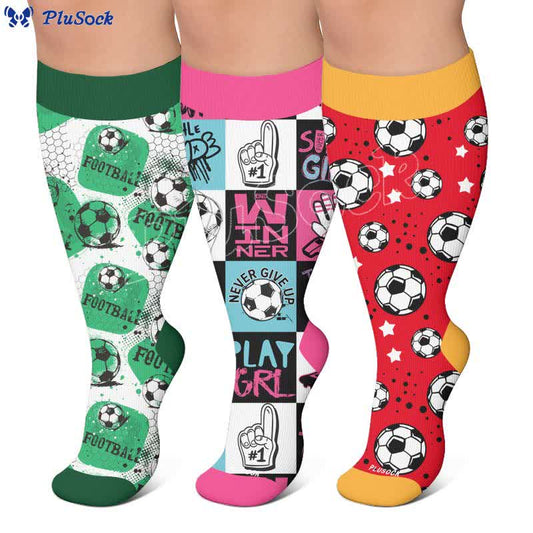 Plus Size Soccer Print Compression Socks - image 0