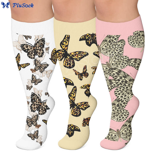 Plus Size Butterfly Leopard Compression Socks - image 0