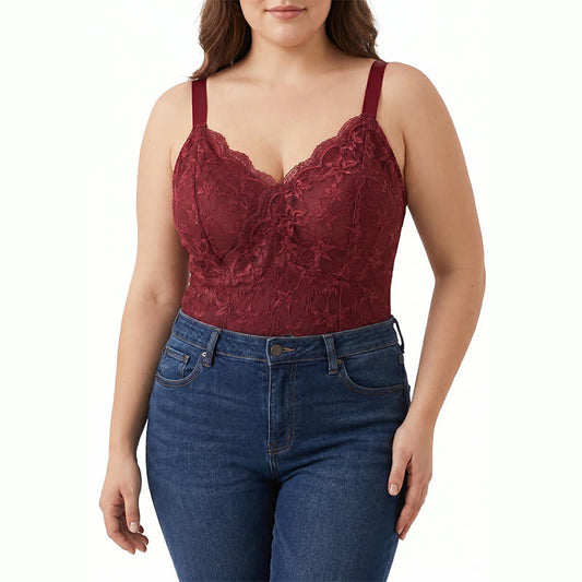 Plus Size Lace V Neck Tank Top(2 Pieces) - image 0