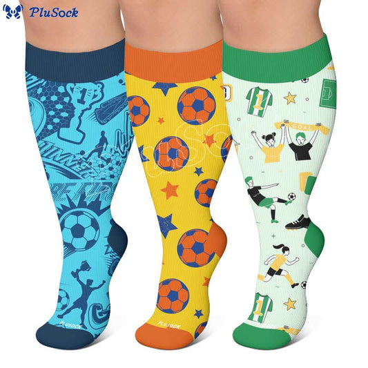 Plus Size Sport Soccer Print Compression Socks - image 0