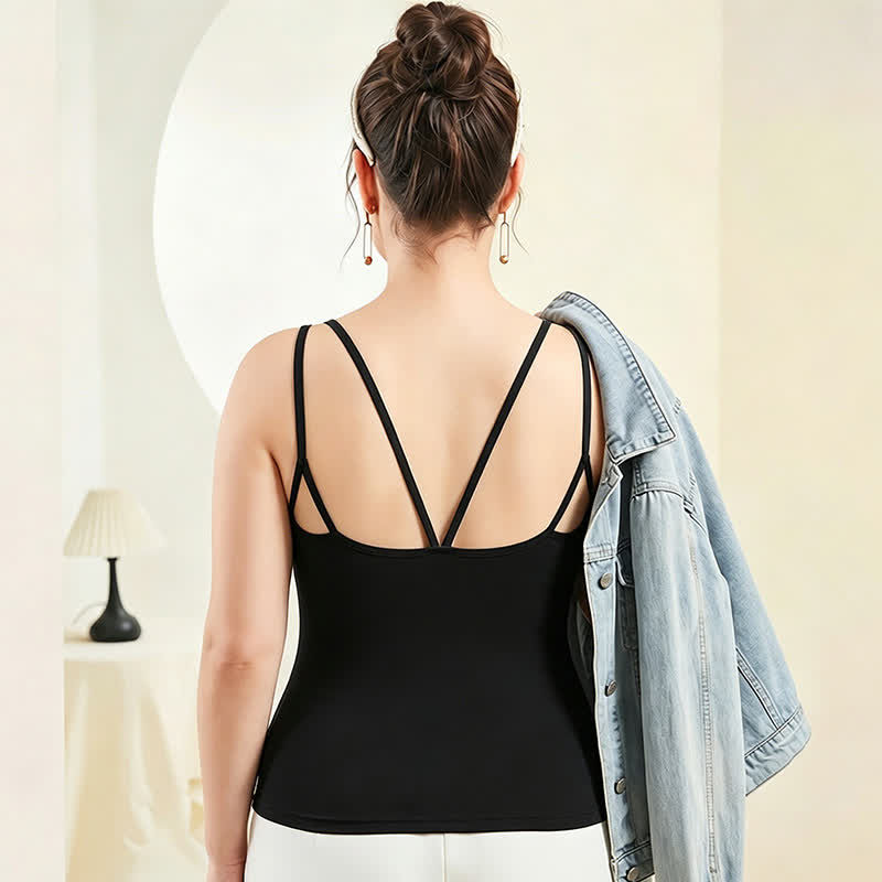 Plus Size Modal Layering Criss-cross Back Tank Top - Black - 4XL - image 5