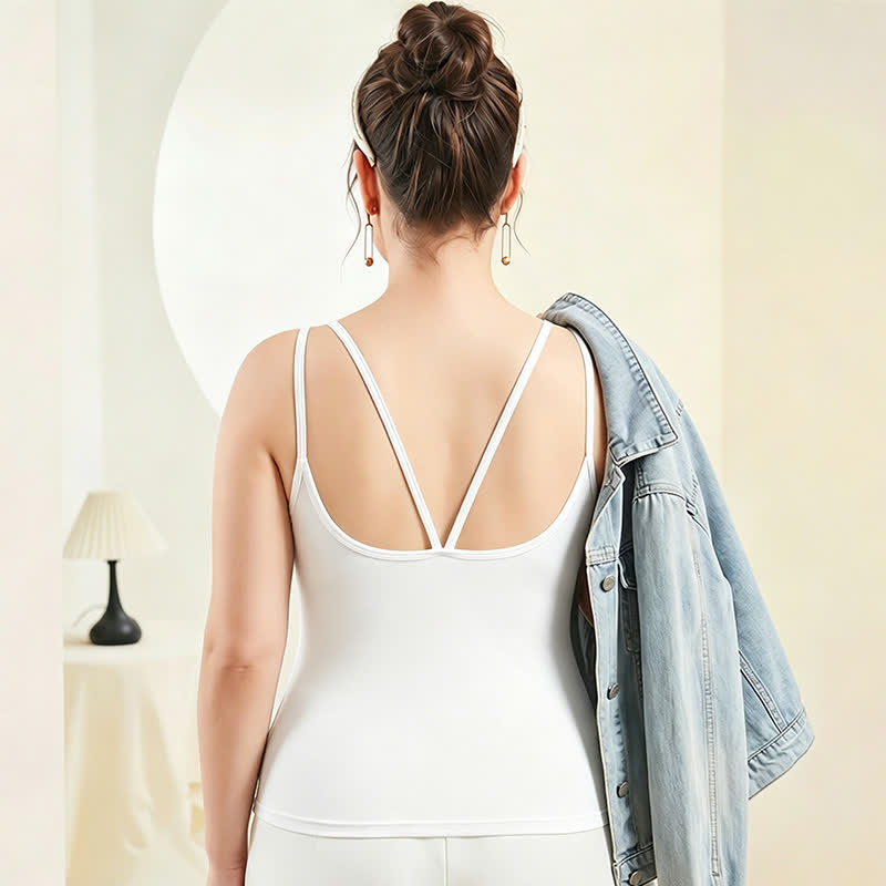 Plus Size Modal Layering Criss-cross Back Tank Top - White - 4XL - image 4