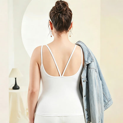 Plus Size Modal Layering Criss-cross Back Tank Top - White - 4XL - image 4