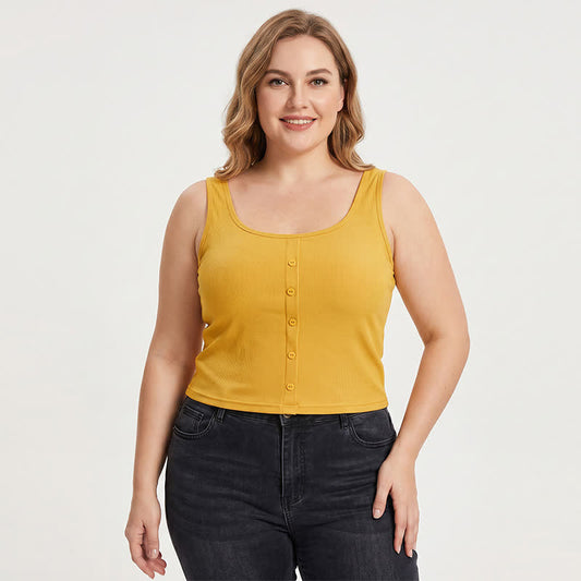 Plus Size Ribbed Button Tank Top(2 Pieces) - image 0