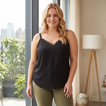 Plus Size Lace Trim V Neck Tank Top - image 5