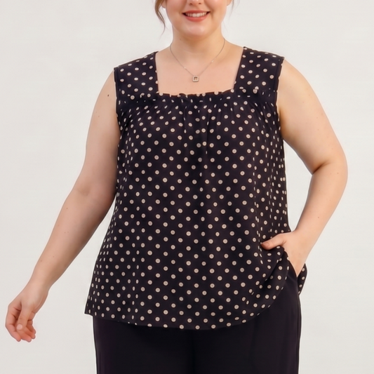 Plus Size Leopard print Polka Dot Tank Top(2 Pieces) - Black - 6XL - image 0