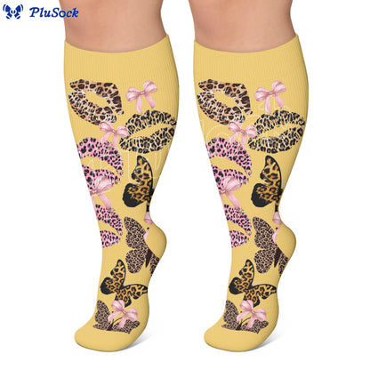 Plus Size Leopard Kiss Bow Compression Socks - image 5