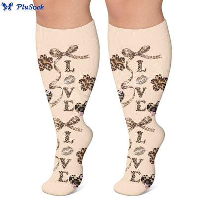 Plus Size Leopard Kiss Bow Compression Socks - image 7
