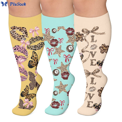 Plus Size Leopard Kiss Bow Compression Socks - image 0