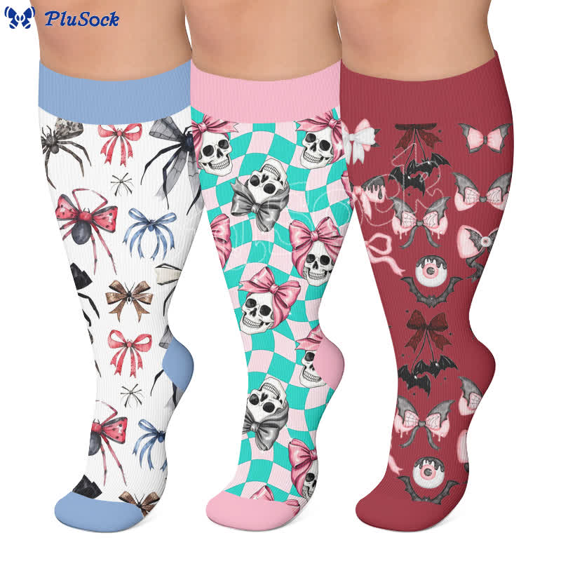 Plus Size Bat Bow Tie Compression Socks - image 0