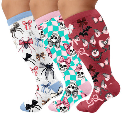 Plus Size Bat Bow Tie Compression Socks - Multicolor(3 Pairs) - 4XL - image 4