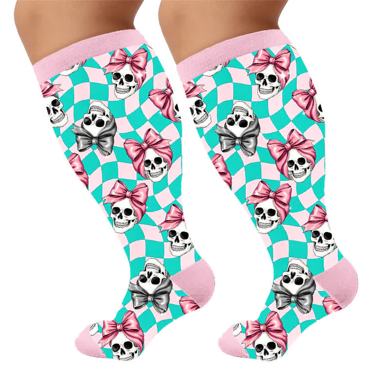 Plus Size Bat Bow Tie Compression Socks - Pink(1 Pair) - 4XL - image 9