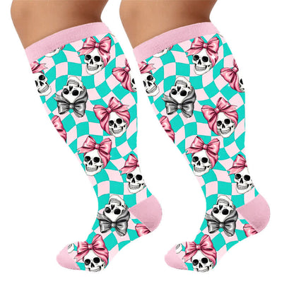 Plus Size Bat Bow Tie Compression Socks - Pink(1 Pair) - 4XL - image 9