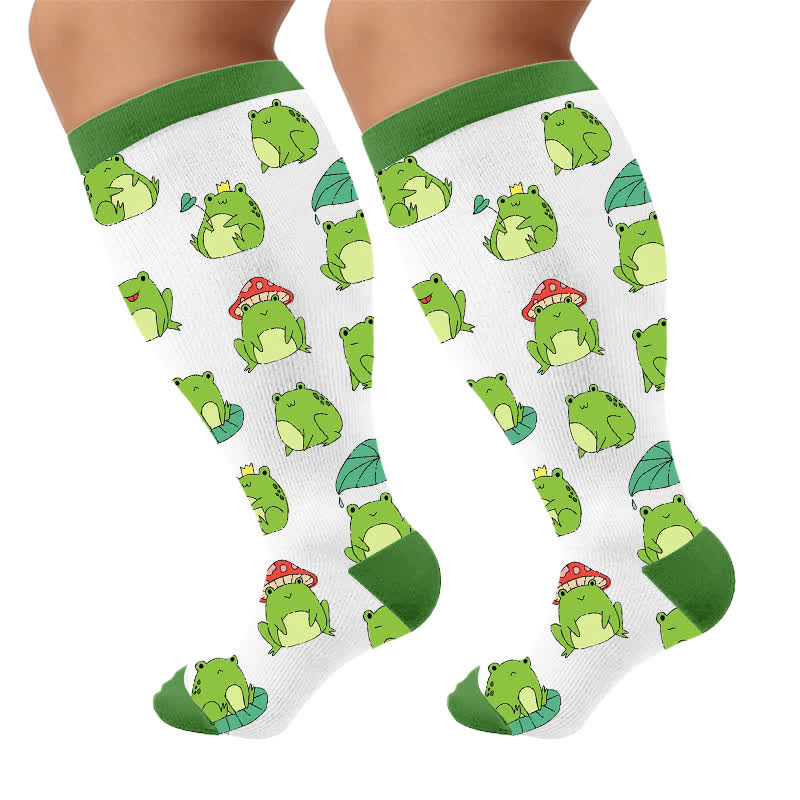 Plus Size Frog Compression Socks - Green(1 Pair) - 4XL - image 8
