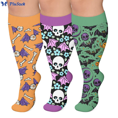 Plus Size Bat Skull Compression Socks - image 0