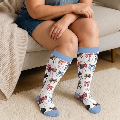 Plus Size Bat Bow Tie Compression Socks - image 1