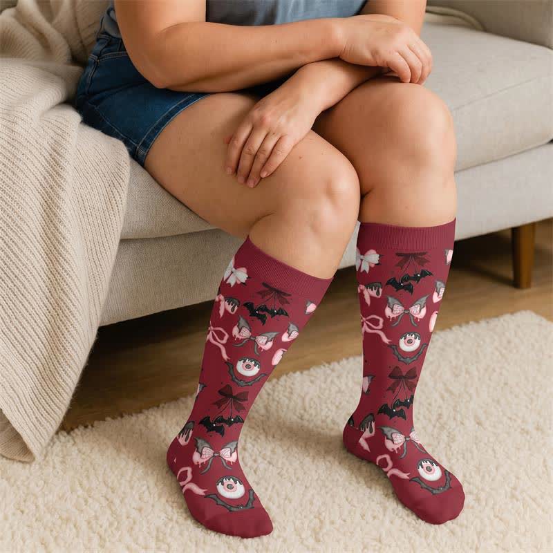 Plus Size Bat Bow Tie Compression Socks - image 3