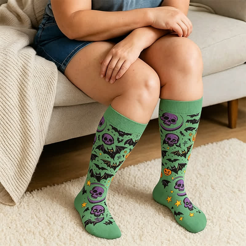 Plus Size Bat Skull Compression Socks - image 3