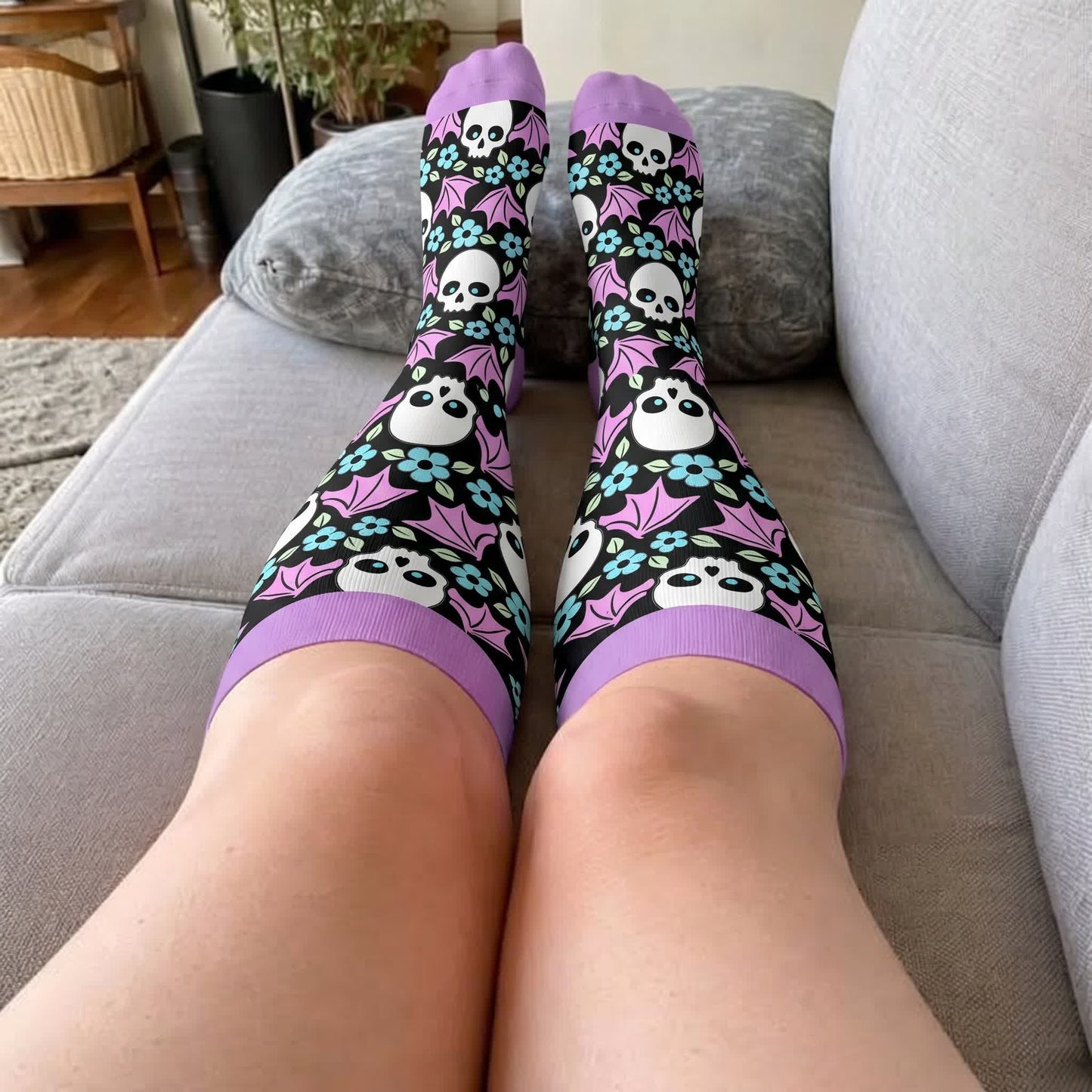 Plus Size Bat Skull Compression Socks - image 2