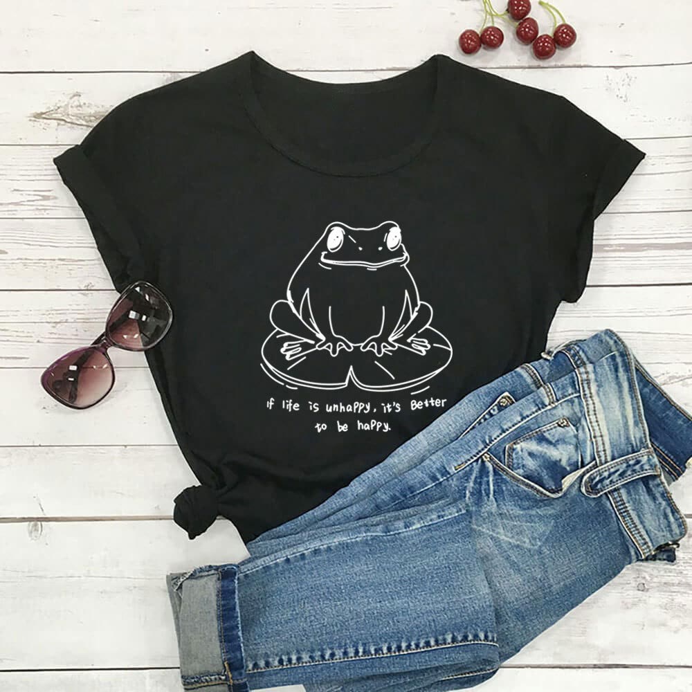 Plus Size Frog And Slogan Short Sleeve T-Shirt - Black - 3XL - image 5