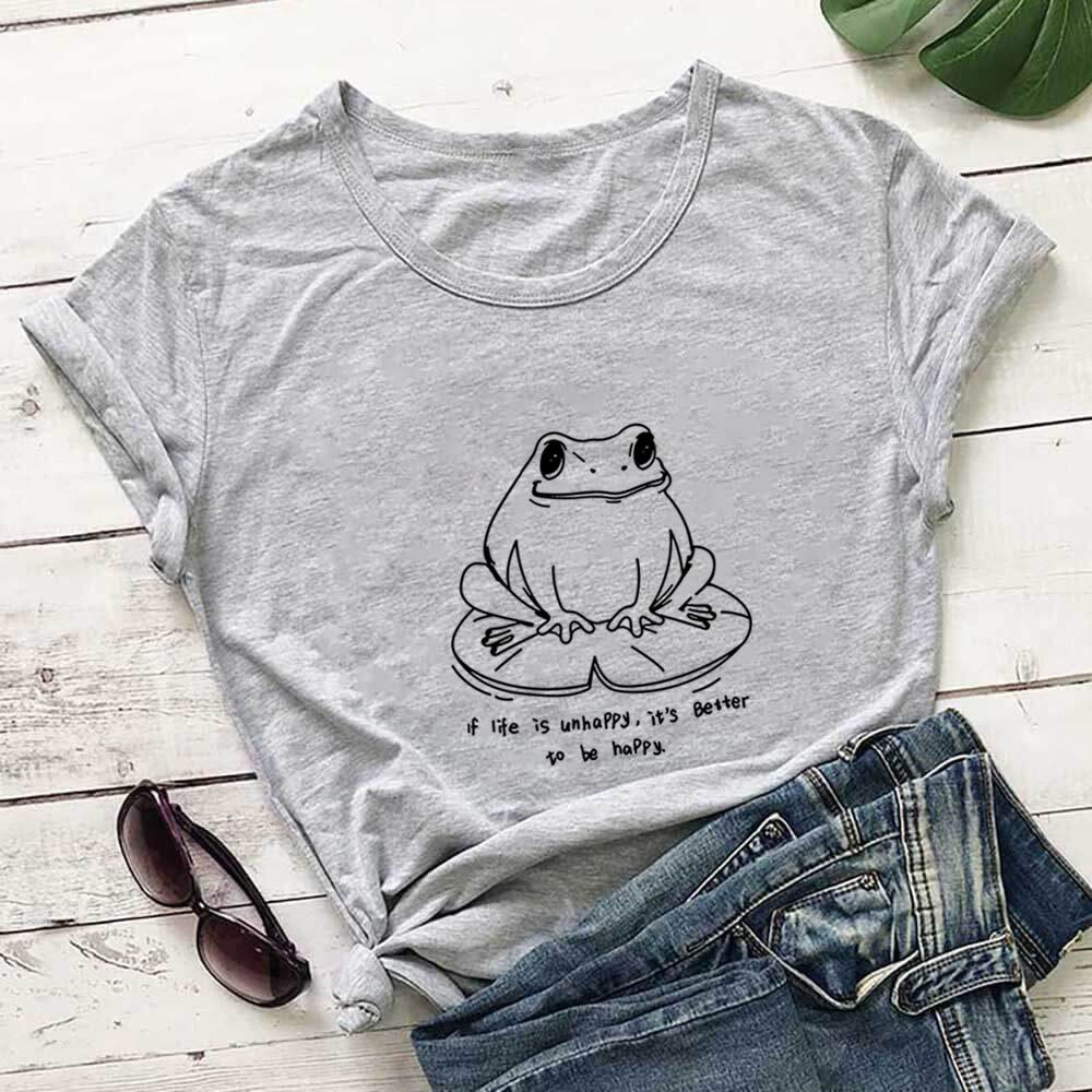 Plus Size Frog And Slogan Short Sleeve T-Shirt - Grey - 3XL - image 7