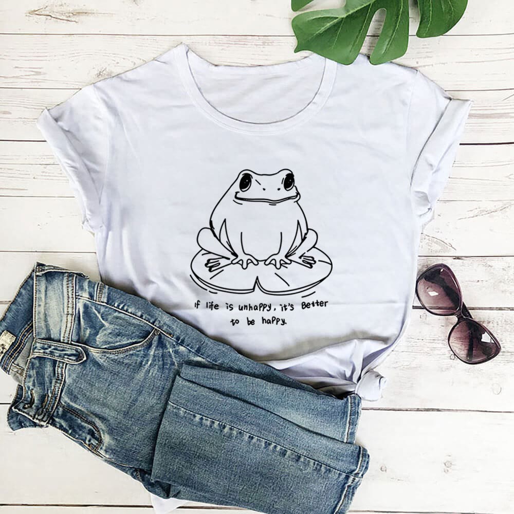 Plus Size Frog And Slogan Short Sleeve T-Shirt - White - 3XL - image 3