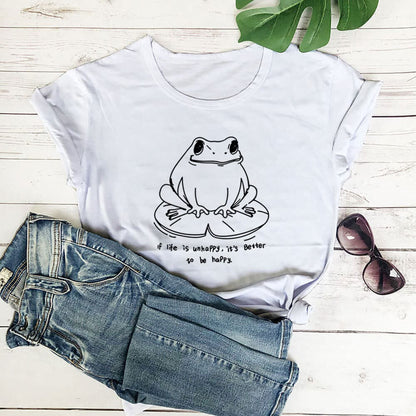 Plus Size Frog And Slogan Short Sleeve T-Shirt - White - 3XL - image 3