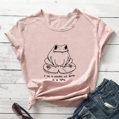 Plus Size Frog And Slogan Short Sleeve T-Shirt - Light Pink - 3XL - image 4