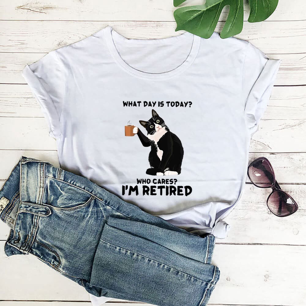 Plus Size Retired Cat Short Sleeve T-shirt - White - 3XL - image 1