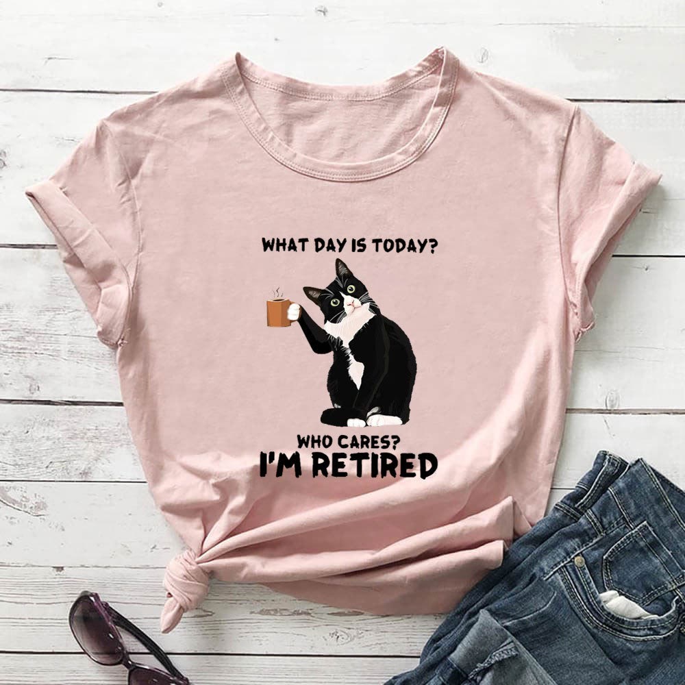 Plus Size Retired Cat Short Sleeve T-shirt - Light Pink - 3XL - image 4