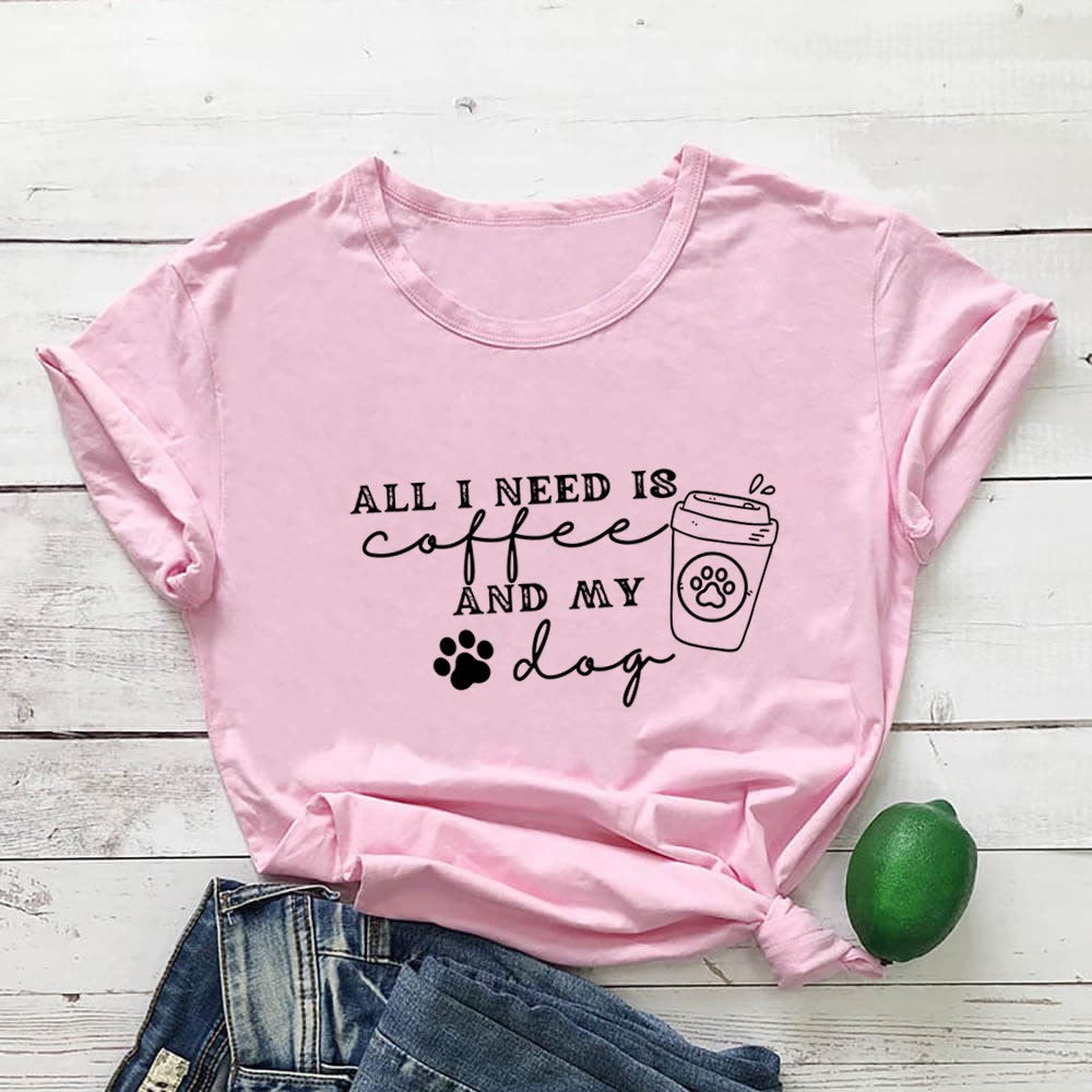 Plus Size Dog Paw Prints Short Sleeve T-shirt - Pink - 3XL - image 5