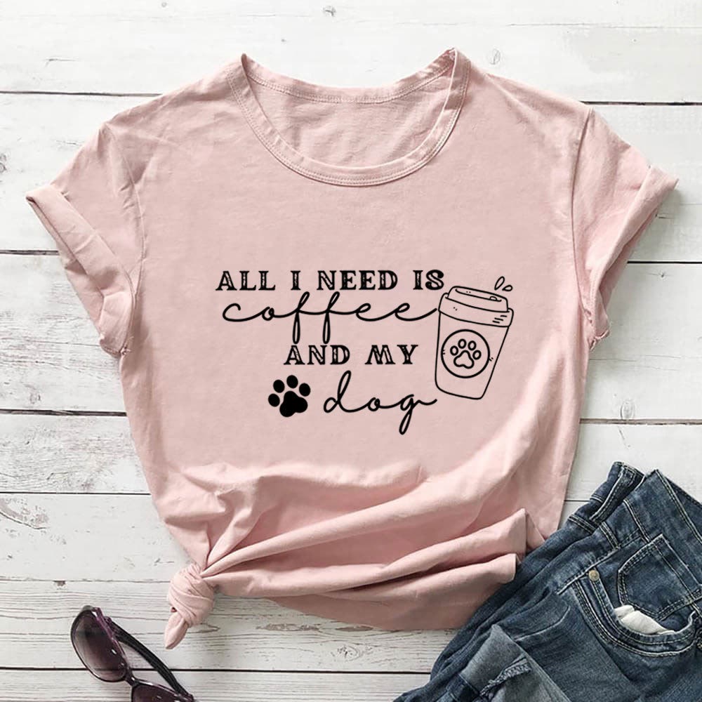 Plus Size Dog Paw Prints Short Sleeve T-shirt - Light Pink - 3XL - image 2