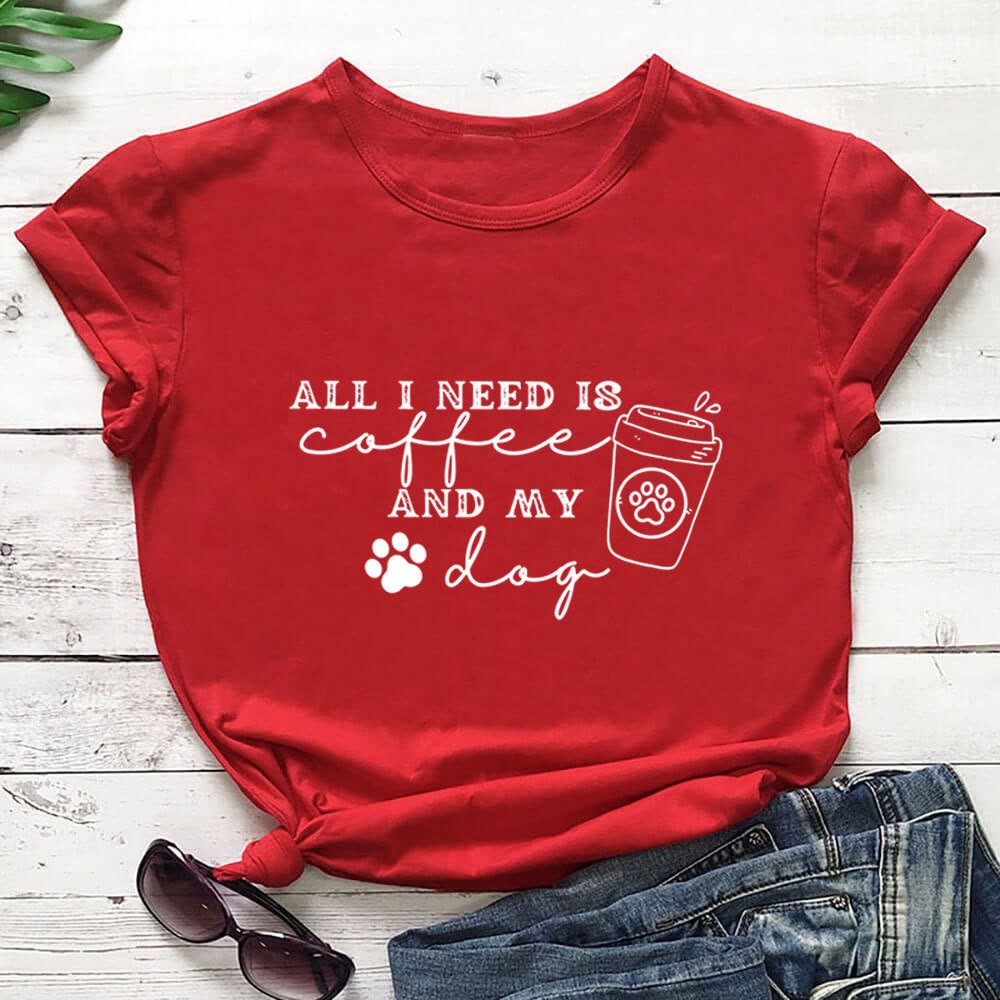 Plus Size Dog Paw Prints Short Sleeve T-shirt - Red - 3XL - image 1