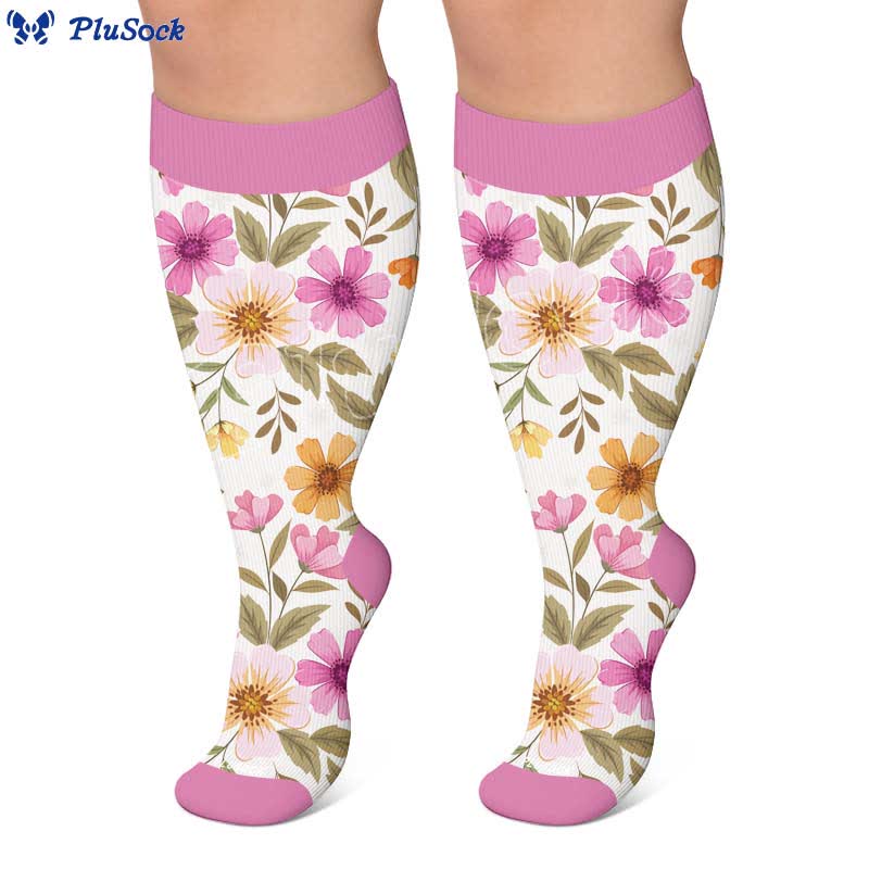 Plus Size Floral Knit Compression Socks - image 7