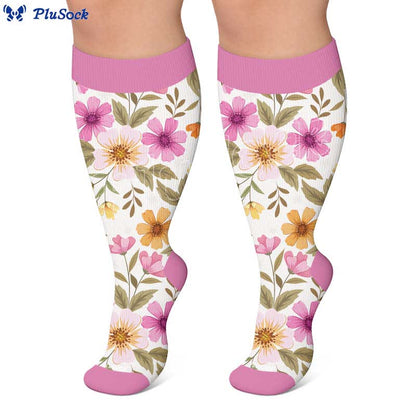 Plus Size Floral Knit Compression Socks - image 7