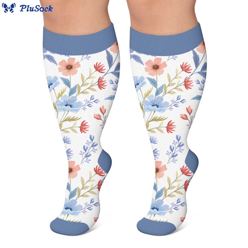 Plus Size Floral Knit Compression Socks - image 5