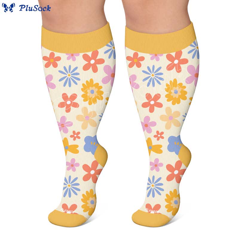 Plus Size Floral Knit Compression Socks - image 6