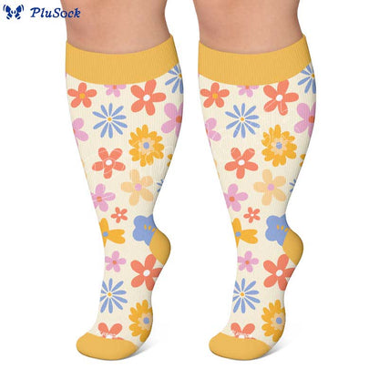 Plus Size Floral Knit Compression Socks - image 6
