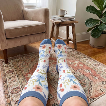 Plus Size Floral Knit Compression Socks - image 1