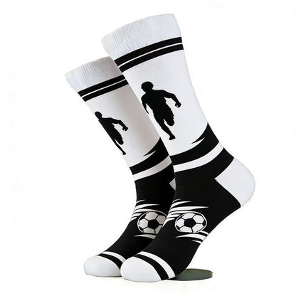 Football Print Cotton Quarter Socks(5 Pairs) - Black - EU42-46(US8.5-12) - image 2