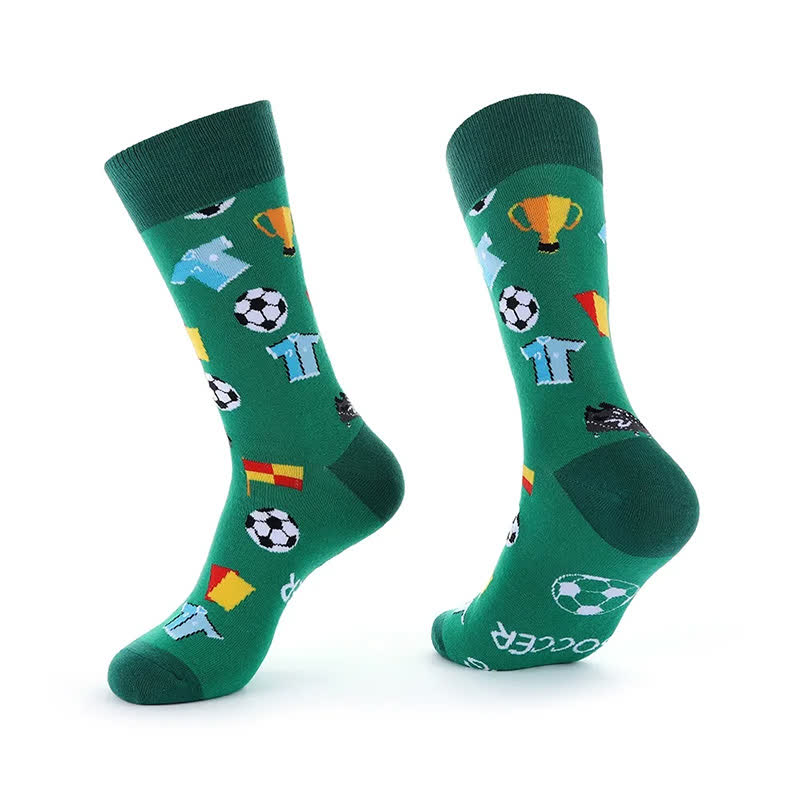 Funny Soccer Print Quarter Socks(3 Pairs) - G - EU39-43(US6-9) - image 7