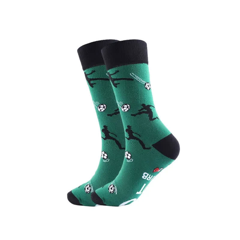 Funny Soccer Print Quarter Socks(3 Pairs) - D - EU39-43(US6-9) - image 4