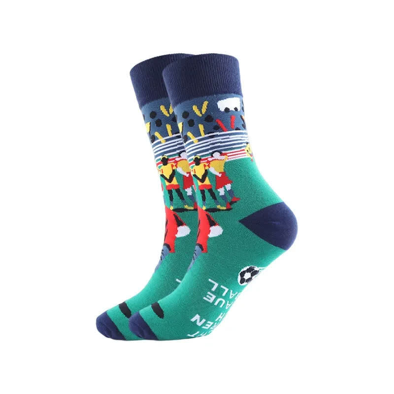 Funny Soccer Print Quarter Socks(3 Pairs) - B - EU39-43(US6-9) - image 2