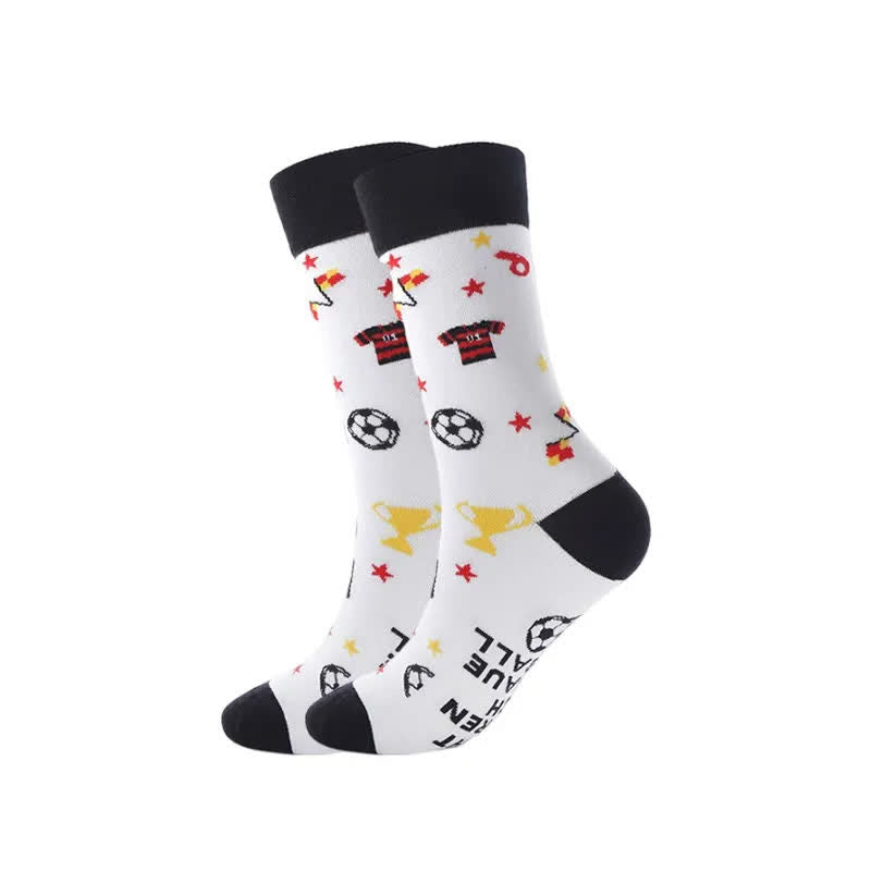 Funny Soccer Print Quarter Socks(3 Pairs) - F - EU39-43(US6-9) - image 6